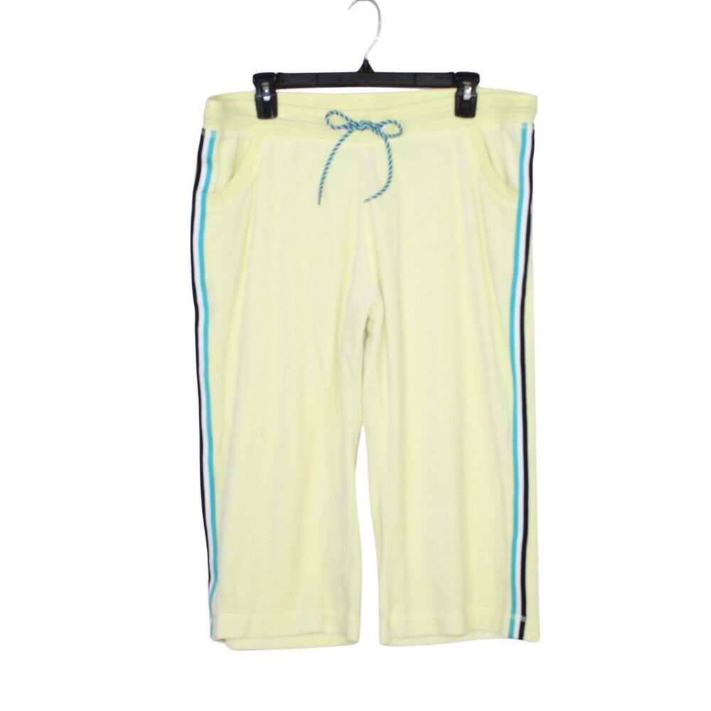 Y2K Sideways women's relaxed capri sweat pants size XL butter yellow velour
